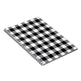 Black and White Gingham Mönster Anteckningsbok Med Spiral