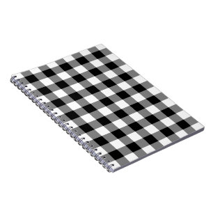 Black and White Gingham Mönster Anteckningsbok Med Spiral