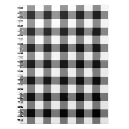 Black and White Gingham Mönster Anteckningsbok Med Spiral