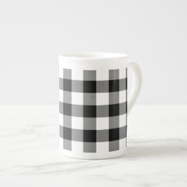 Black and White Gingham Mönster Benporslin Mugg