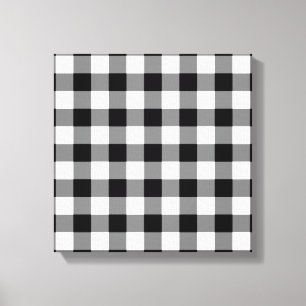 Black and White Gingham Mönster Canvastryck