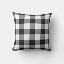 Black and White Gingham Mönster Checkered Kudde