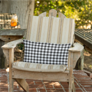 Black and White Gingham Mönster Checkered Lumbarkudde