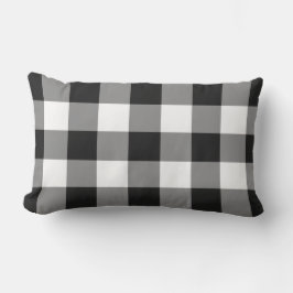 Black and White Gingham Mönster Checkered Lumbarkudde