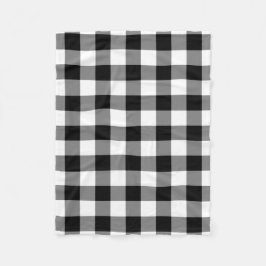 Black and White Gingham Mönster Fleece Blanket