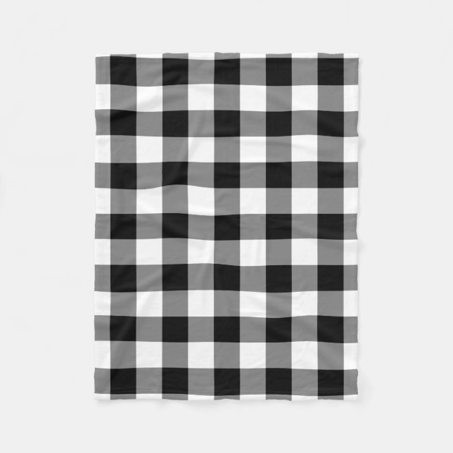 Black and White Gingham Mönster Fleece Blanket (Framsidan)