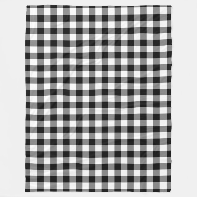 Black and White Gingham Mönster Fleecefilt (Framsidan)