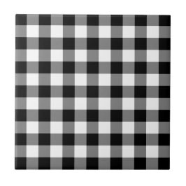 Black and White Gingham Mönster Kakelplatta