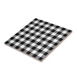 Black and White Gingham Mönster Kakelplatta