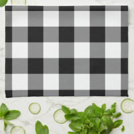 Black and White Gingham Mönster Kökshandduk