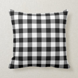 Black and White Gingham Mönster Kudde