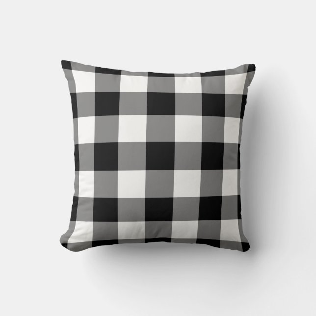 Black and White Gingham Mönster Kudde (Framsida)