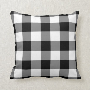 Black and White Gingham Mönster Kudde