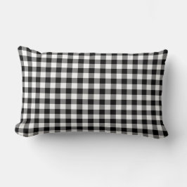 Black and White Gingham Mönster Lumbarkudde