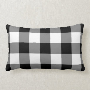 Black and White Gingham Mönster Lumbarkudde