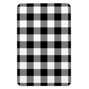 Black and White Gingham Mönster Magnet