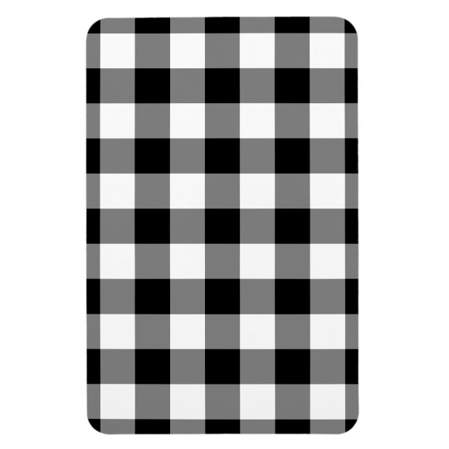 Black and White Gingham Mönster Magnet (Vertikal)