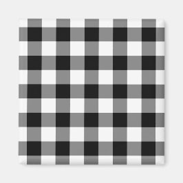 Black and White Gingham Mönster Magnet