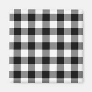 Black and White Gingham Mönster Magnet