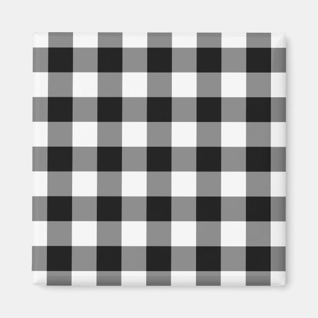 Black and White Gingham Mönster Magnet (Framsidan)