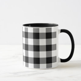 Black and White Gingham Mönster Mugg