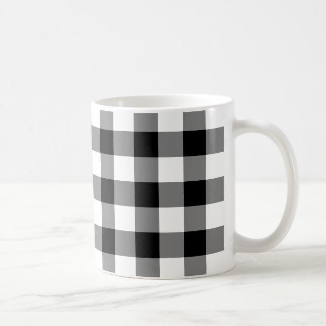 Black and White Gingham Mönster Mugg (Höger)
