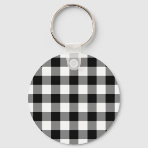 Black and White Gingham Mönster Nyckelring