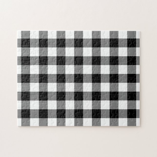 Black and White Gingham Mönster Pussel (Horisontell)