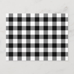 Black and White Gingham Mönster Vykort