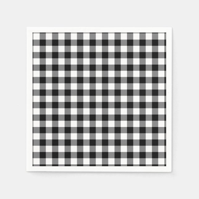 Black and White Gingham Pappersservett (Framsidan)