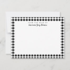 Black and White Gingham Personal Stationery Card Tack Kort