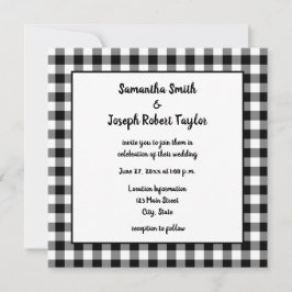 Black and White Gingham Play Bröllop Inbjudningar