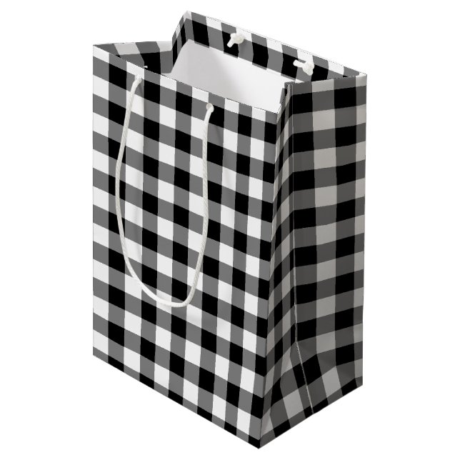 Black and White Gingham Play Gift Bag (Framsidan Vinklad)