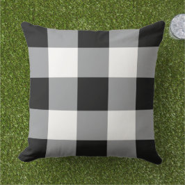 Black and White Gingham Play Mönster Kudde