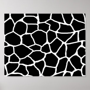 Black and White Giraffe Print Animal Mönster Poster