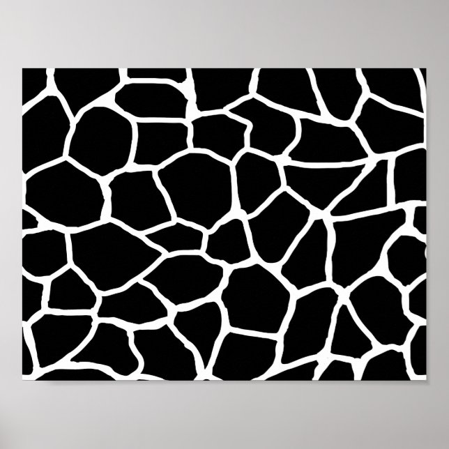 Black and White Giraffe Print Animal Mönster Poster (Framsidan)