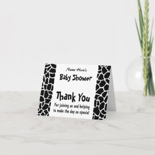 Black and White Giraffe Print Baby Shower Tack Kort