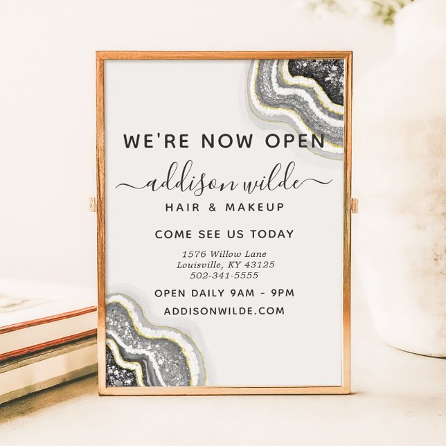 Black and White Glitter Agate Geode Luxe Business Poster (Skapare uppladdad)