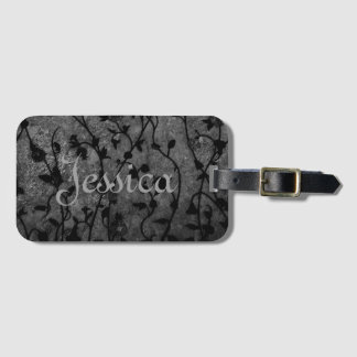 Black and White Gothic Antique Floral Bagagebricka