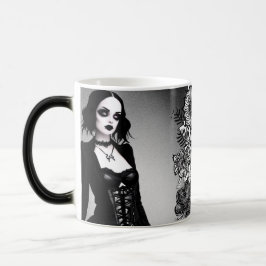 Black and White Gothic Girl Magisk Mugg