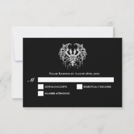 Black and white Gothic Halloween Wedding RSVP Card OSA Kort