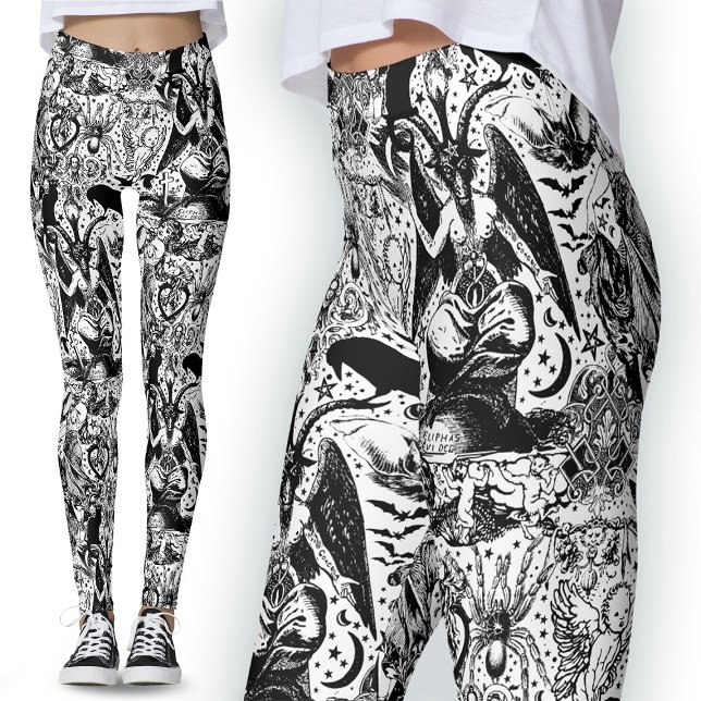 Black and White Gothic Victorian Goth Baphomet Leggings (Skapare uppladdad)