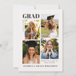Black and White Grad Announcement With Photos Inbjudningar