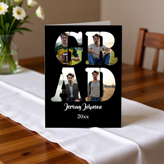 Black and White GRAD Photo Announcement Inbjudningar (Skapare uppladdad)