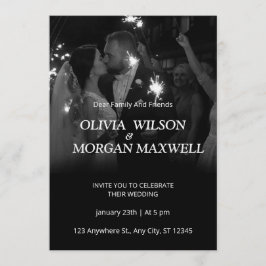 Black and White Gradient Wedding Invitation Inbjudningar