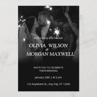 Black and White Gradient Wedding Invitation Inbjudningar
