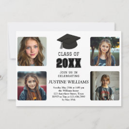 Black and White Graduation Inbjudningar