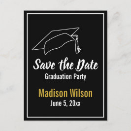Black and White Graduation Party Save the Date Meddelande Vykort