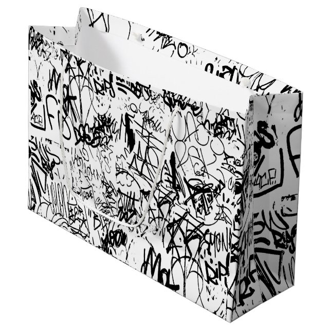 Black and White Graffiti Abstrakt Collage (Framsidan Vinklad)