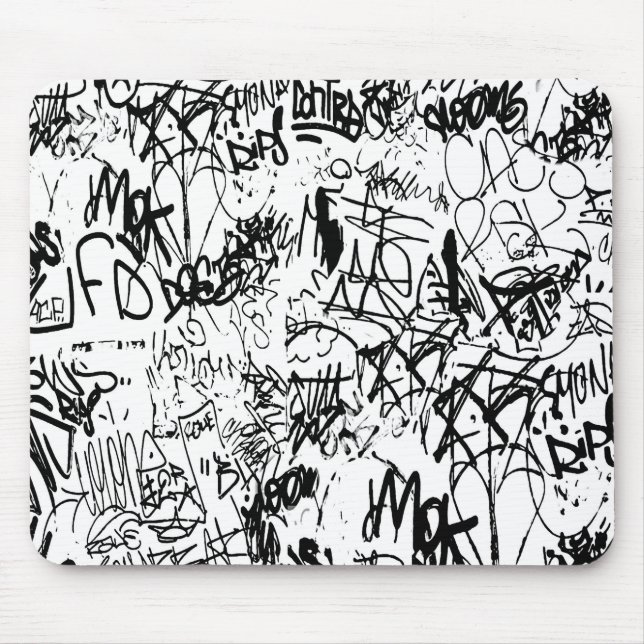 Black and White Graffiti Abstrakt Collage Musmatta (Framsidan)